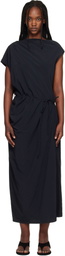 LE17SEPTEMBRE Black Asymmetrical Draped Midi Dress