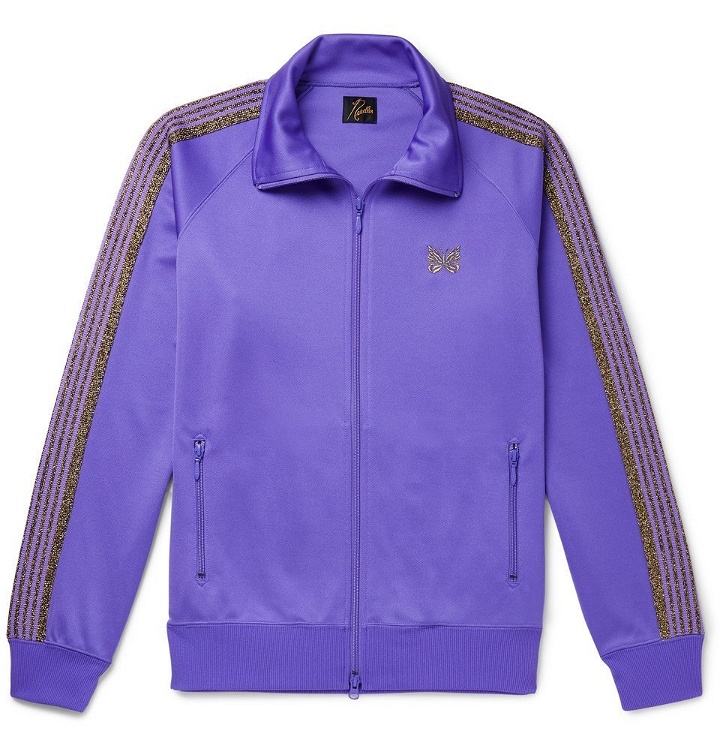 Photo: Needles - Glittered Webbing-Trimmed Tech-Jersey Track Jacket - Purple