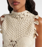 Rabanne Embellished cotton crochet top