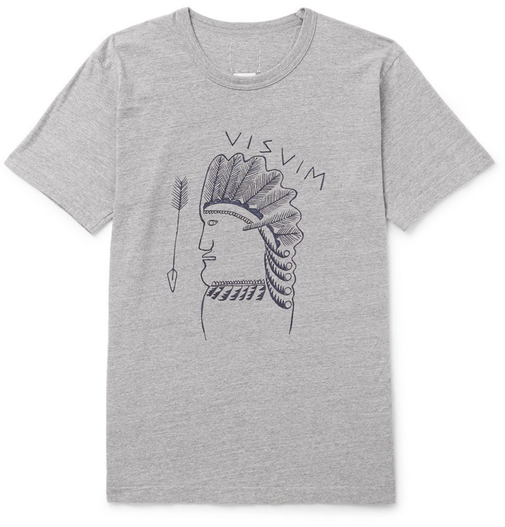 Photo: visvim - Printed Mélange Cotton-Jersey T-Shirt - Men - Gray