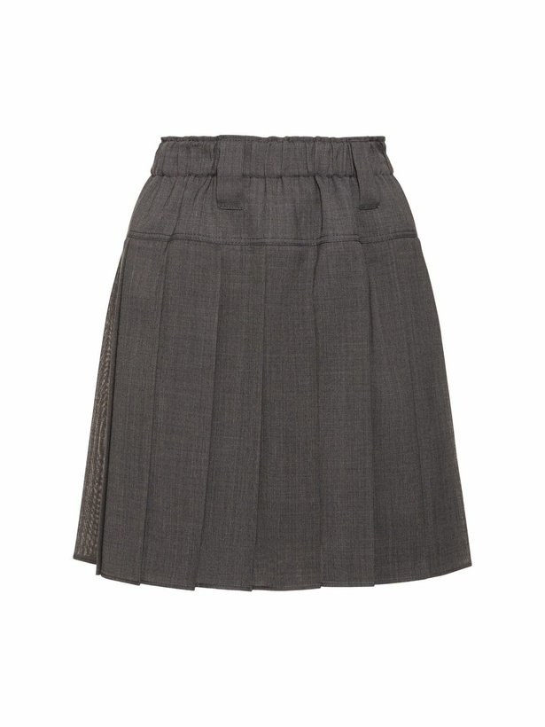 Photo: BRUNELLO CUCINELLI Pleated Wool Blend Gauze Mini Skirt