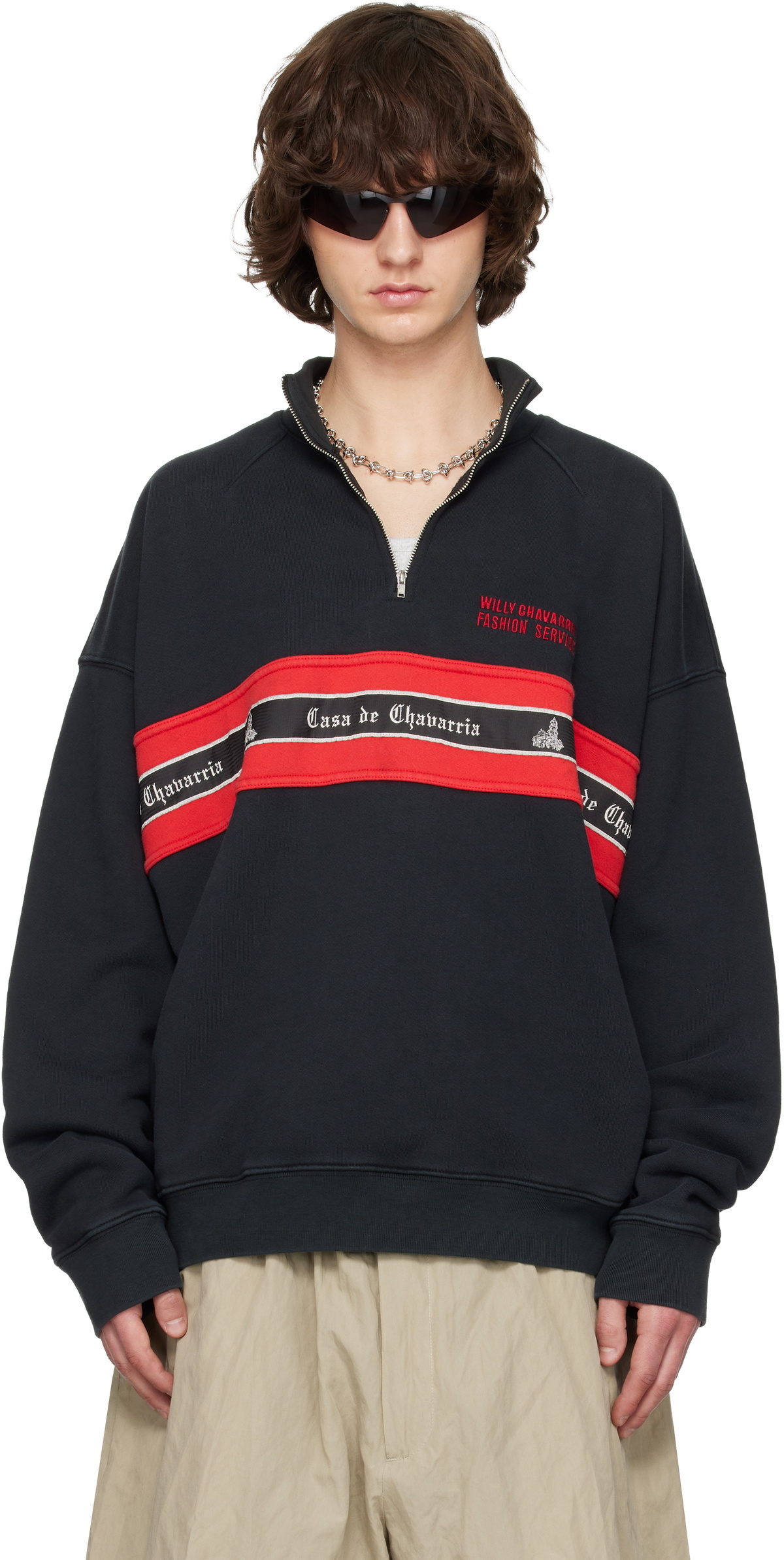 WILLY CHAVARRIA Black 'Casa de Chavarria' Gilroy Mock Neck Sweatshirt