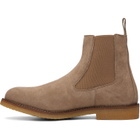 BOSS Beige Suede Signature-Stripe Stitching Chelsea Boots