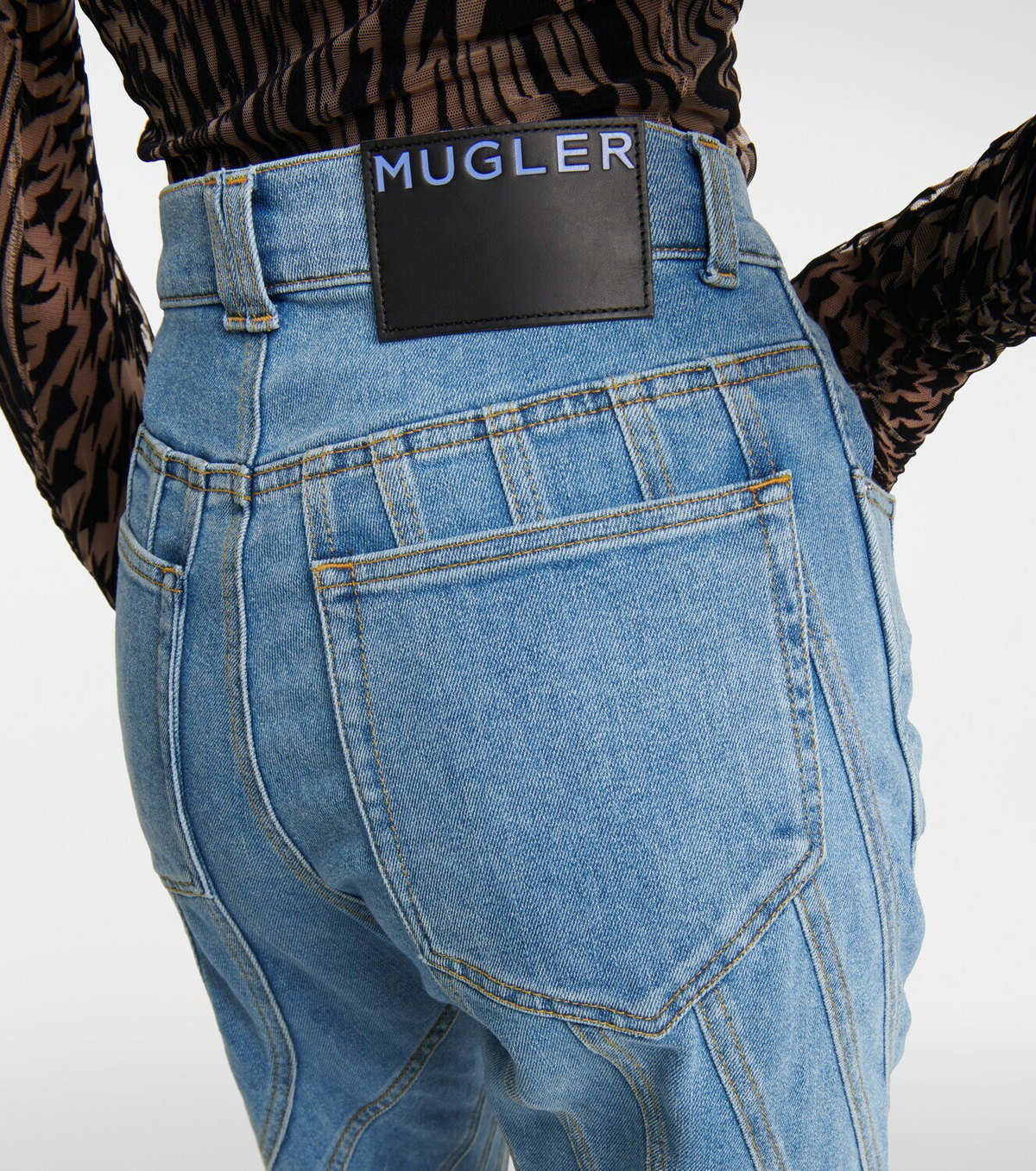 Mugler - High-rise spiral jeans
