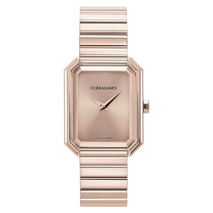 Photo: Ferragamo Crystal Tank Quartz Rose Gold Dial Ladies Watch SFS800524