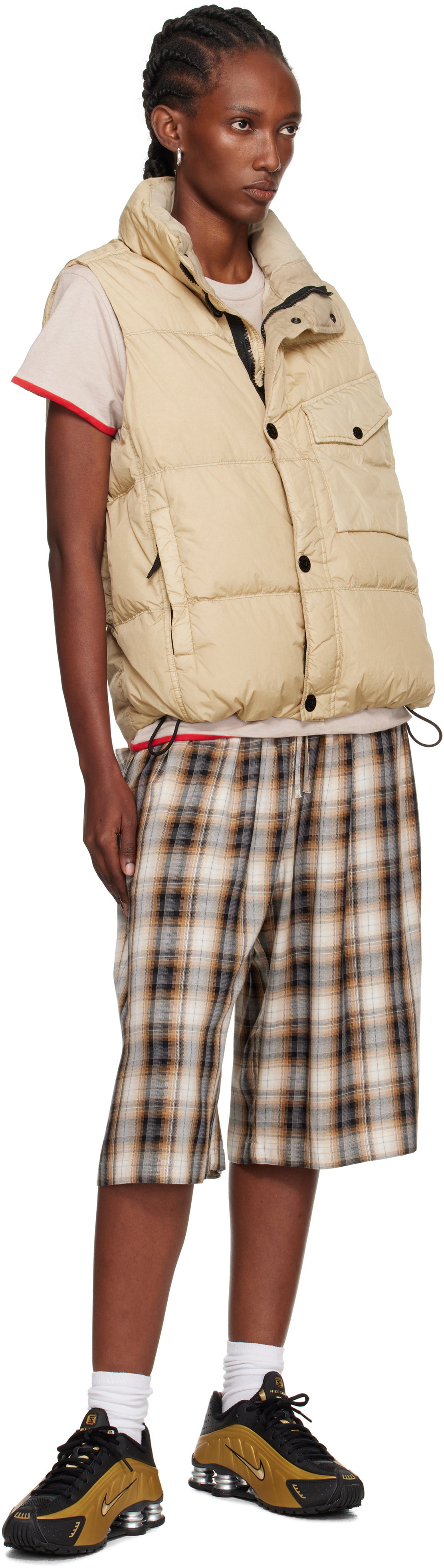 Stone Island Beige G100003 Crinkle Reps Recycled Nylon Down Vest