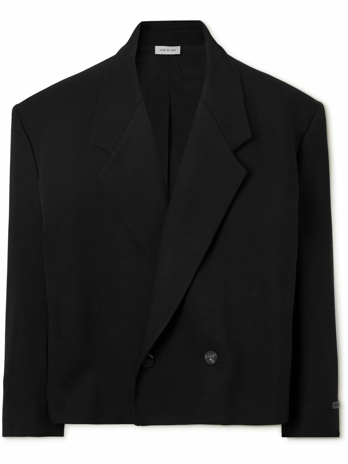 Fear of God - Double-Breasted Cropped Wool-Gabardine Blazer - Black