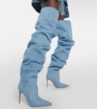 Amina Muaddi - Jahleel denim over-the-knee boots