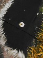 Endless Joy - Il Gatto Pazzo Convertible-Collar Printed Silk-Crepe Shirt - Black