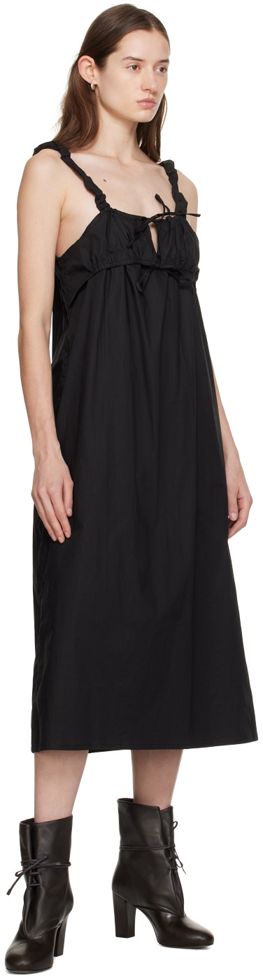 Deiji Studios Black 'The Ruched Tie' Midi Dress