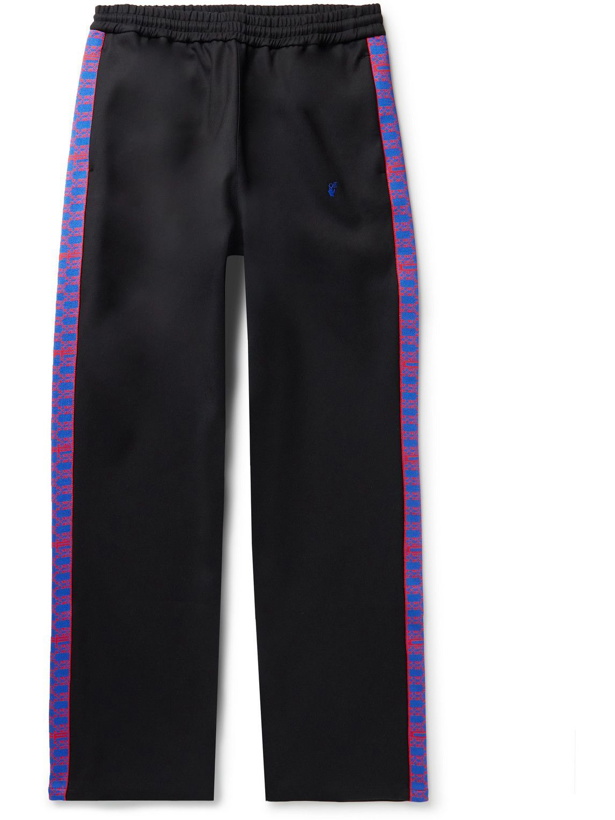 Photo: Off-White - Jacquard-Trimmed Logo-Embroidered Tech-Jersey Track Pants - Black