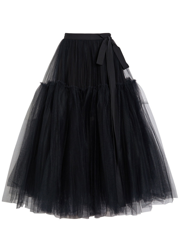 Photo: Erdem Bow-embellished Tulle Midi Skirt Black