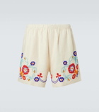 Bode Garden Party beaded linen shorts