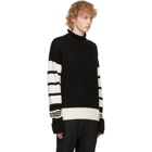 Neil Barrett Black and Off-White Loose Mock Neck Guernsey