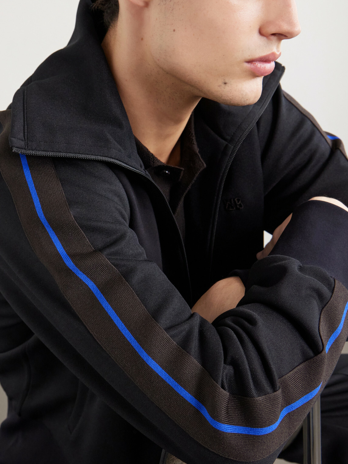 Wales Bonner - Form Logo-Embroidered Striped Jersey Jacket - Black