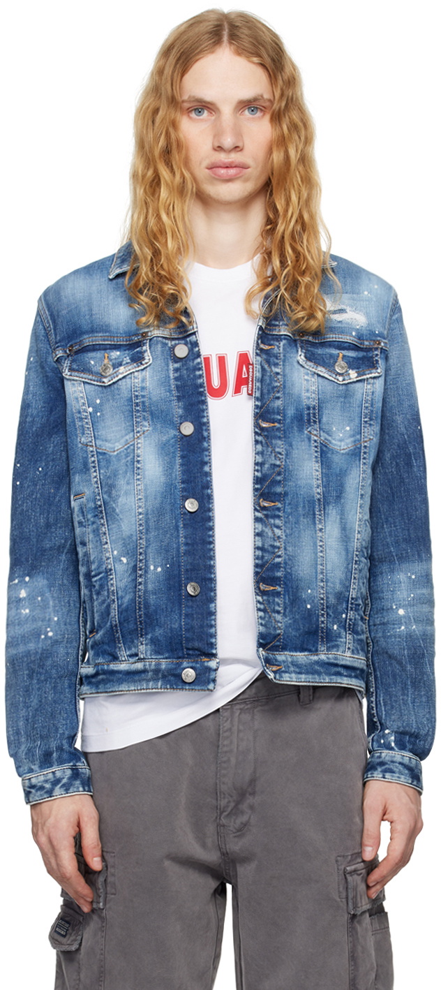 Dsquared2 Blue Medium Heritage Rammendo Wash Denim Jacket