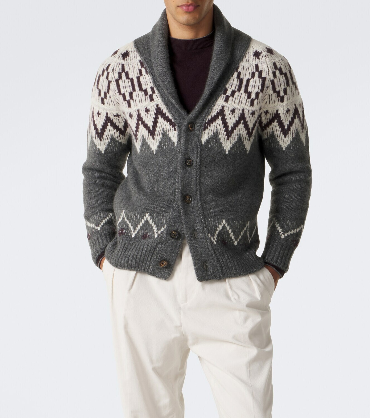 Eleventy Cashmere and silk jacquard cardigan