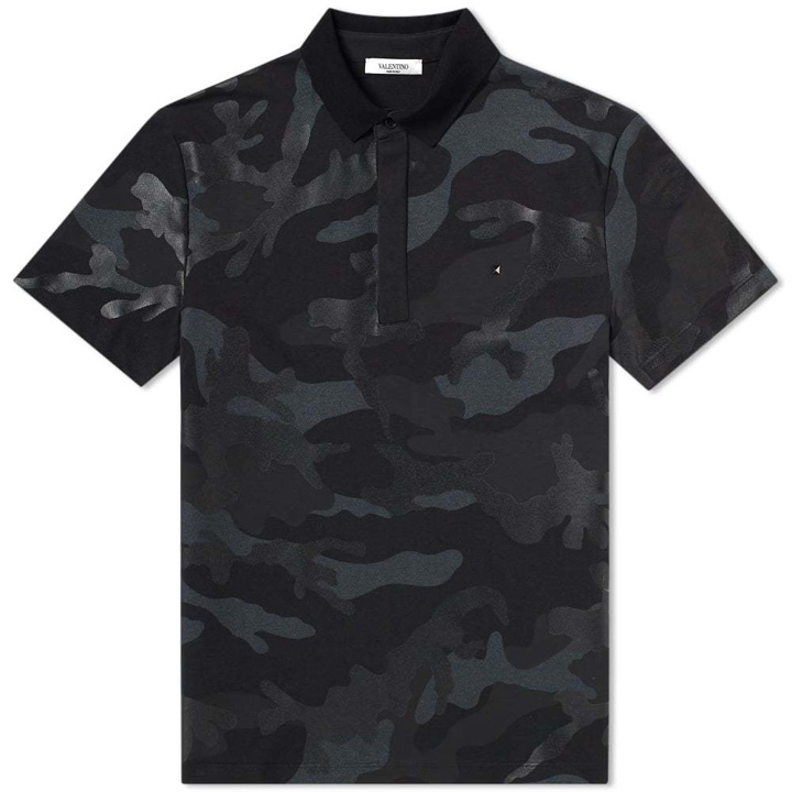 Photo: Valentino Metallic Overprinted Camo Polo Black