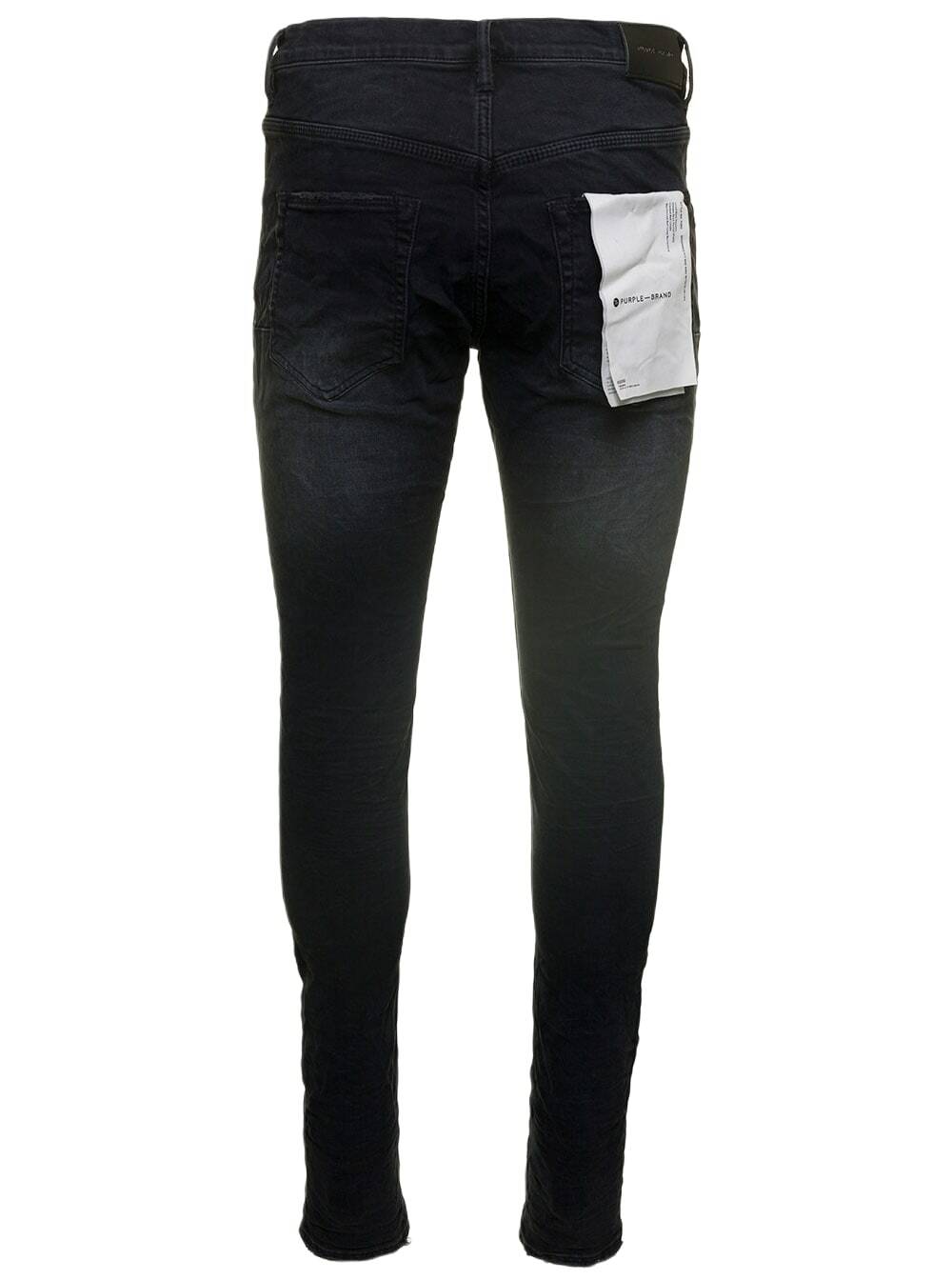Purple Brand Black Five-pocket Style Jeans With Rips Detail In Stretch Cotton Denim Man