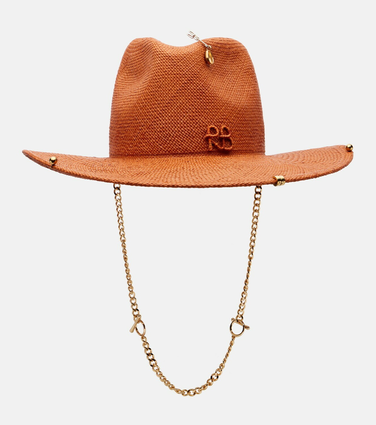 Ruslan Baginskiy Chain-detail straw fedora