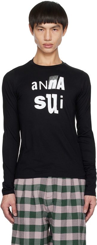 Photo: Anna Sui Black Printed Long Sleeve T-Shirt