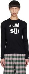 Anna Sui Black Printed Long Sleeve T-Shirt