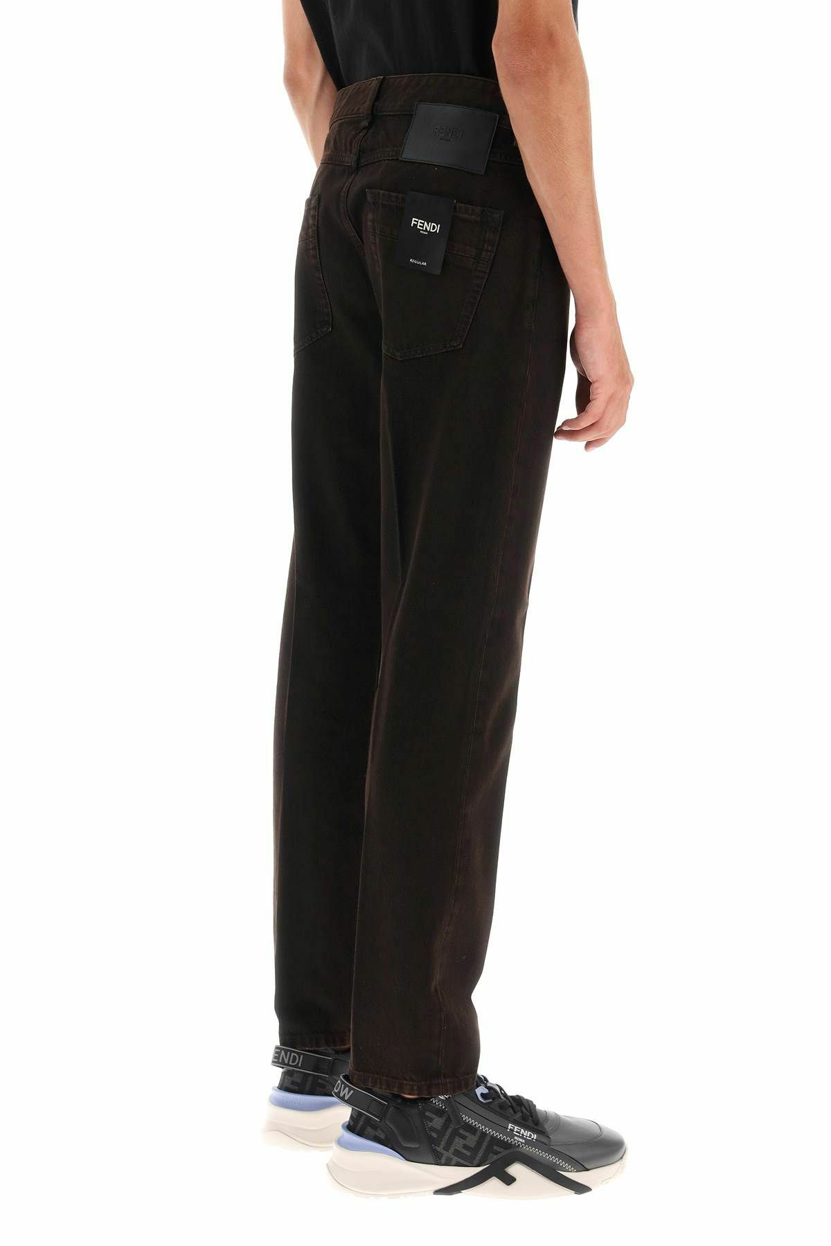 FENDI regular fit jeans in overdyed denim Brown Fendi FENDI regular fit jeans in overdyed denim Brown Fendi