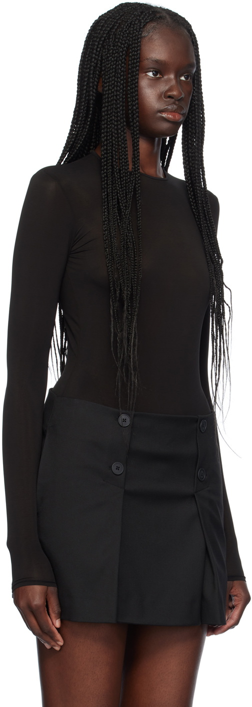 black sheer bodysuit dress TULLE BODYSUIT DRESS - Black