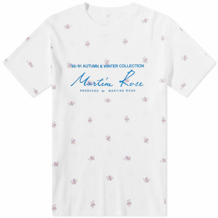 Photo: Martine Rose Men's Waffle Floral Classic Logo T-Shirt in Lilac Ditsy Floral