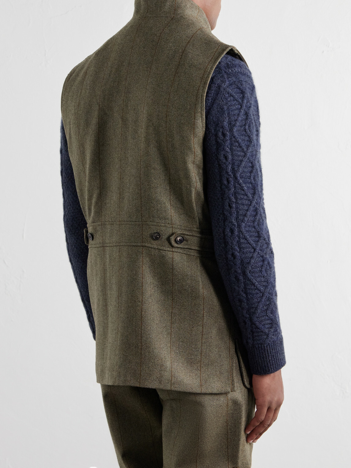Purdey - Herringbone Wool-Blend Tweed Gilet - Green