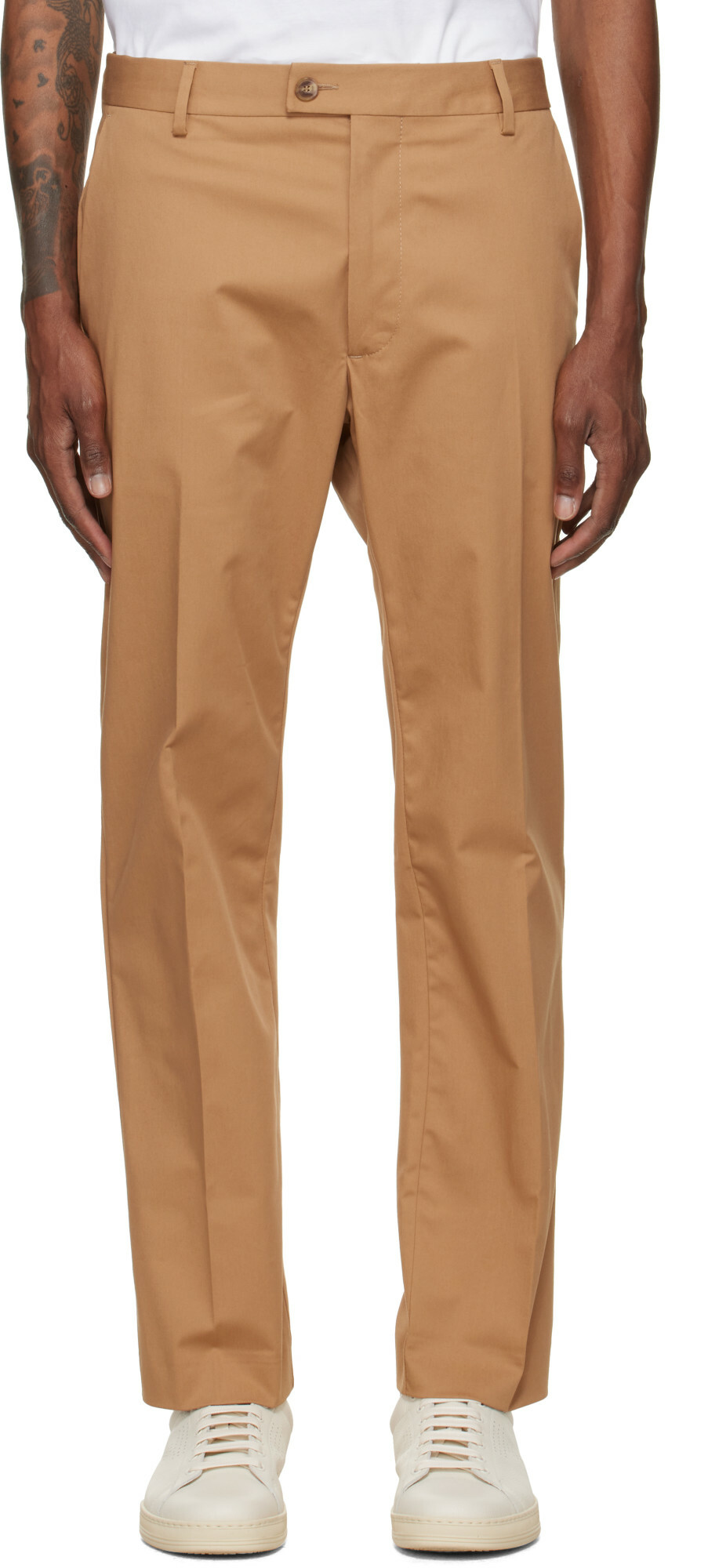 BOSS Tan Creased Trousers