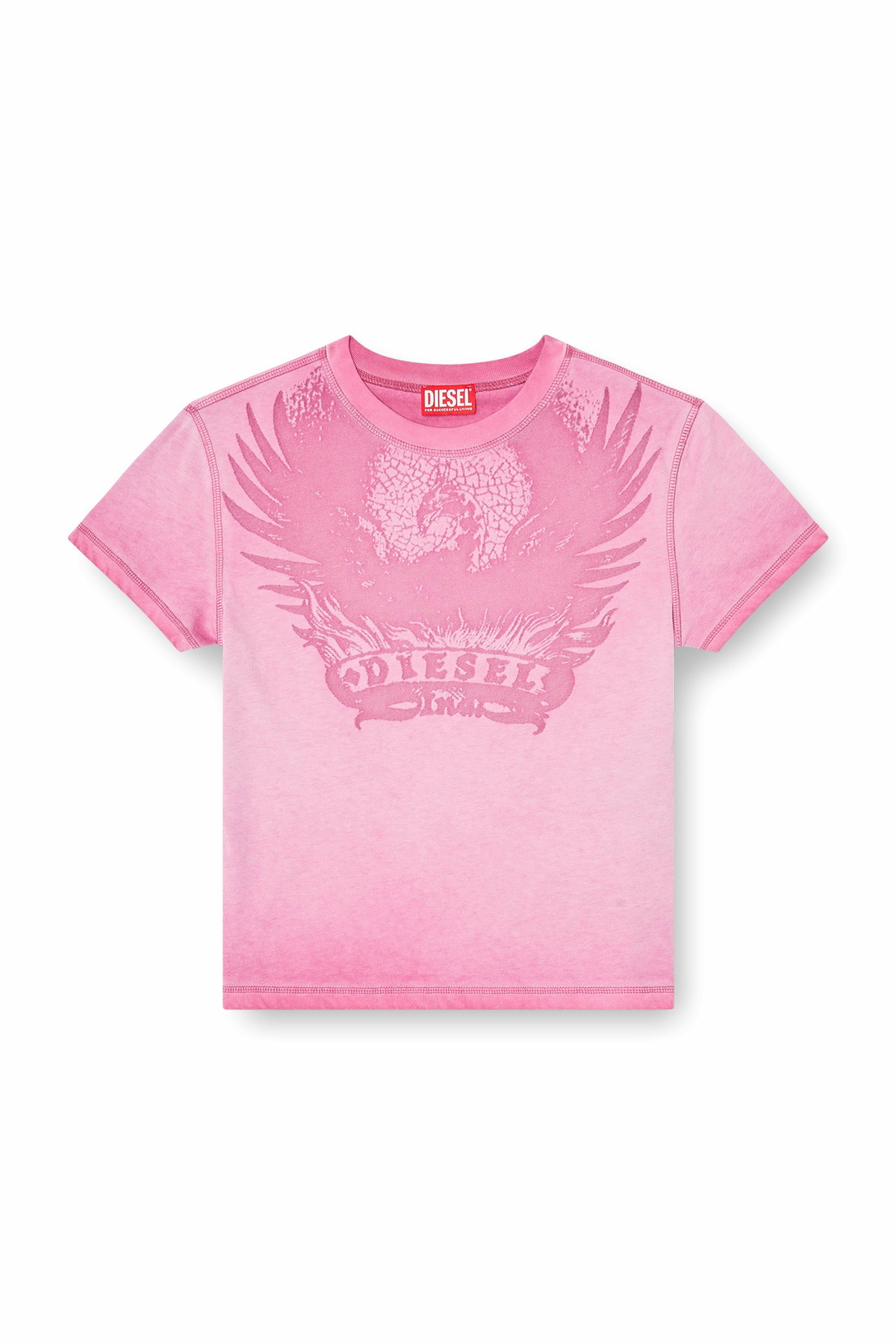 Diesel Slim T-shirt with dévoré Phoenix - T-Shirts Womens in Pink