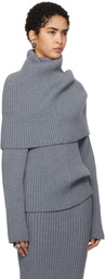ALAINPAUL Gray Covered Shoulders Turtleneck