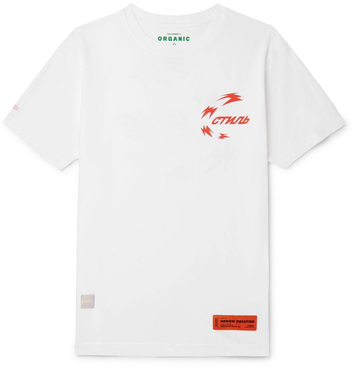 Photo: Heron Preston - Printed Organic Cotton-Jersey T-Shirt - Men - White