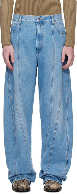 Photo: Mugler Blue Washed Oversized Spiral Jeans