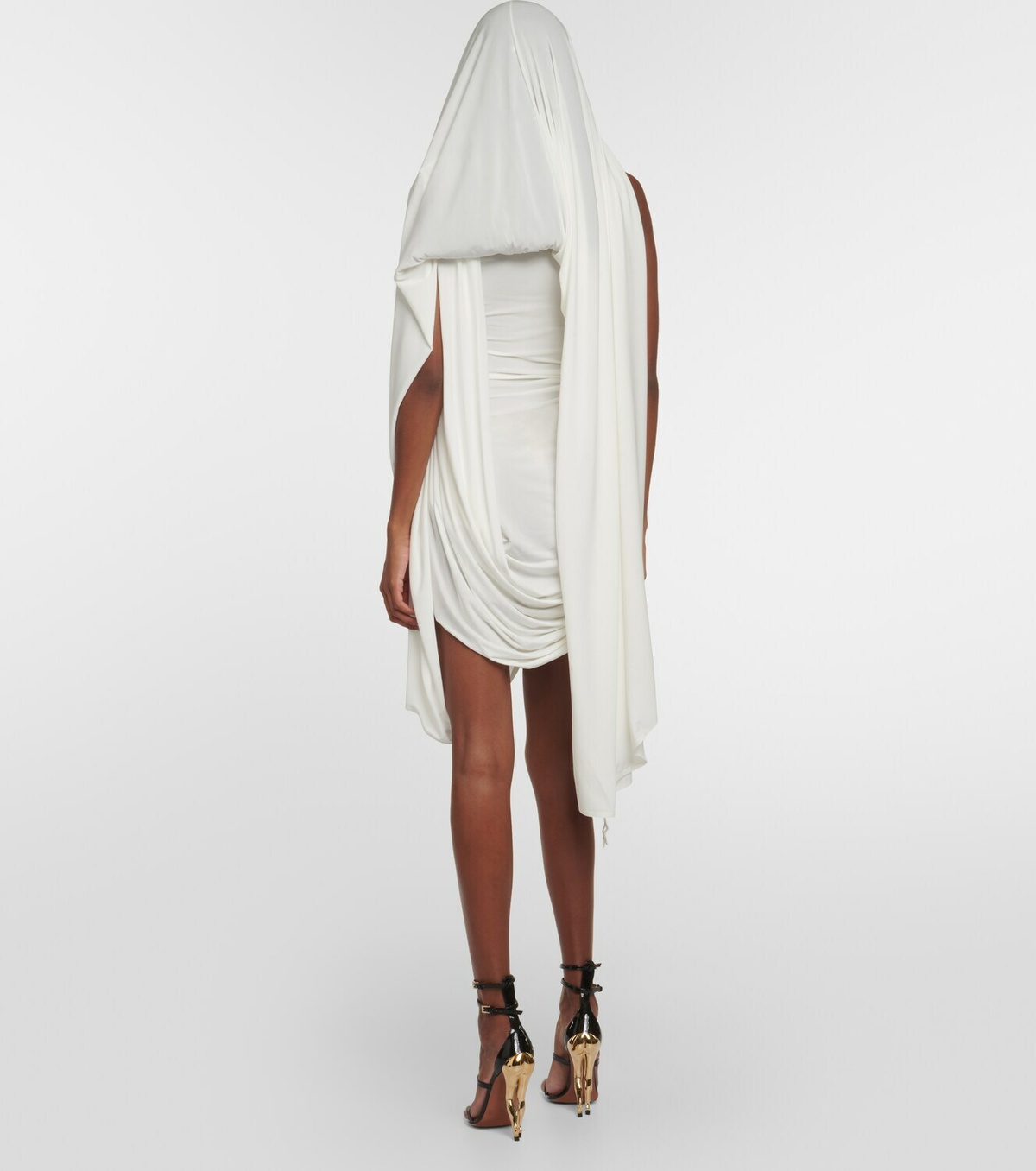 Alaïa Asymmetric draped jersey minidress ALAÏA