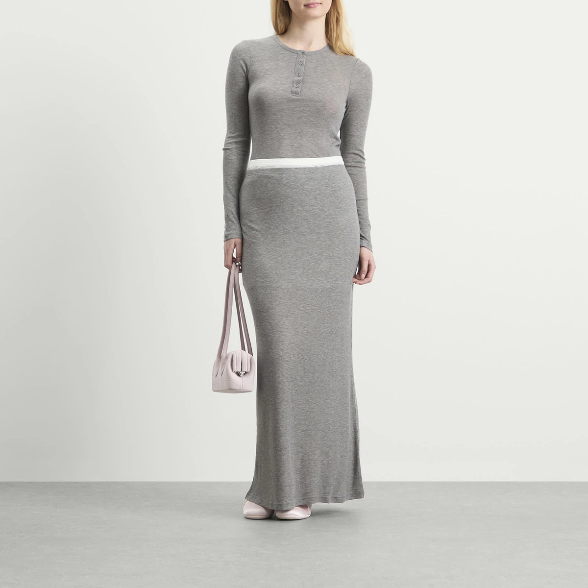 Samsøe Samsøe Women's Sadou Jersey Maxi Skirt in Mid Grey Melange