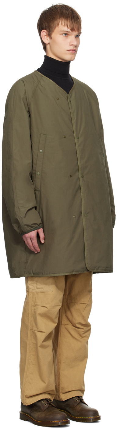 nanamica Khaki & Beige Reversible Down Coat Nanamica