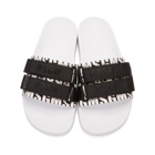 MSGM Black and White Suede Twin Logo Band Sneakers