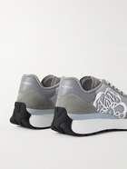 Alexander McQueen - Sprint Runner Exaggerated-Sole Appliquéd Leather and Suede Sneakers - Gray