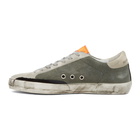 Golden Goose Green and Grey Canvas Superstar Sneakers