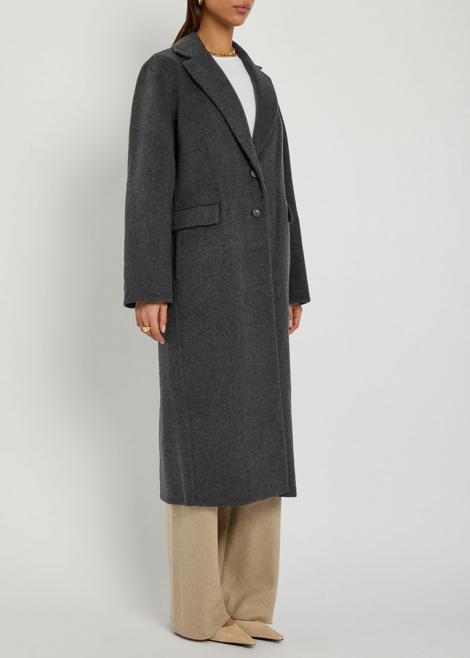 Vince Single Breasted Wool-blend Coat Dark Grey