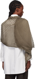 ISSEY MIYAKE Khaki Silk Wool Pleats Stole Scarf