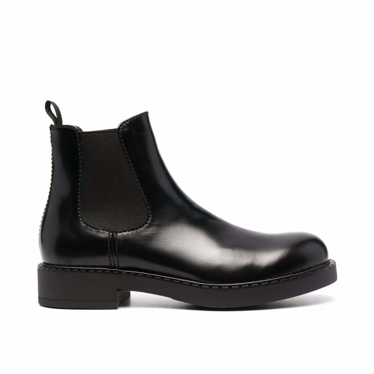 Prada Black Leather and Neoprene Chelsea Boots Prada