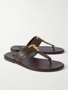 TOM FORD - Brighton Embellished Leather Sandals - Brown