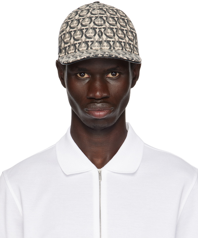 Photo: Ferragamo Beige & Black Gancini Baseball Cap
