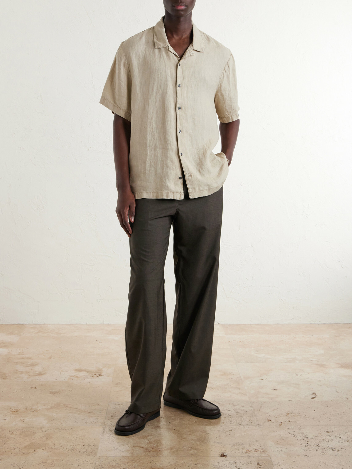 James Perse - Convertible-Collar Linen Shirt - Neutrals