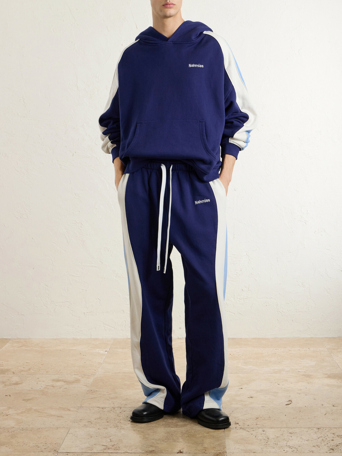NAHMIAS - Ollie Logo-Embroidered Cotton-Jersey Hoodie - Blue