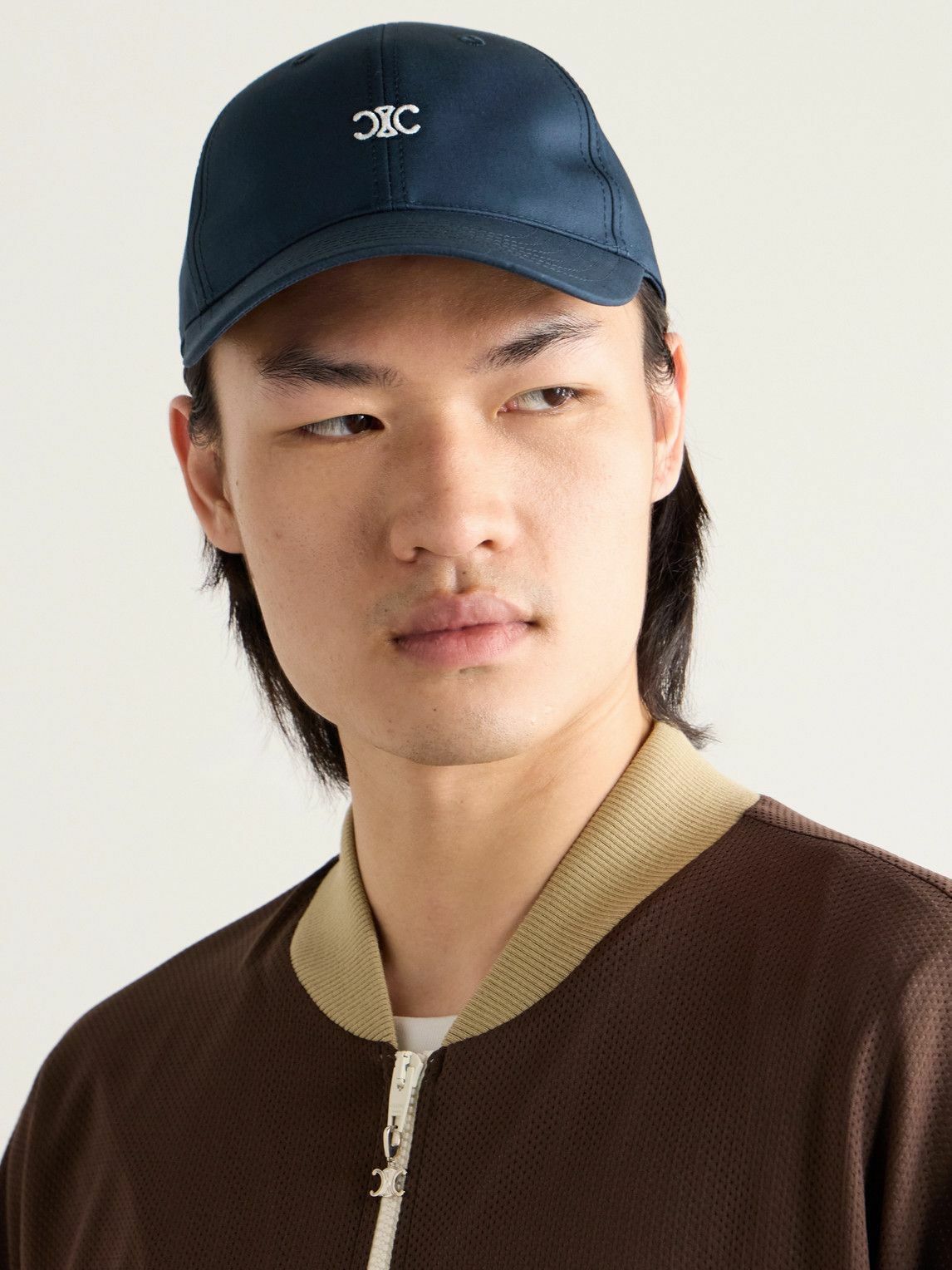 CELINE - Triomphe Logo-Embroidered Cotton-Gabardine Baseball Cap - Blue