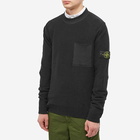 Stone Island Men's Soft Cotton Wool Patch Detail Crew Knit in Black